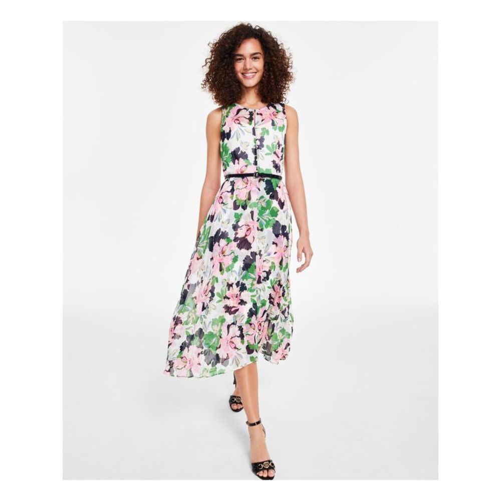 Tommy Hilfiger Floral Midi Dress - Pink and Green
